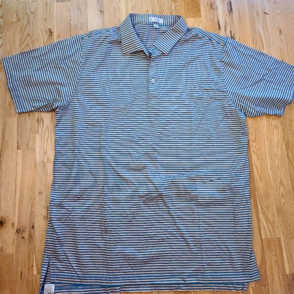 Peter Millar Other - Peter Millar Shirt Mens XXL Blue Orange Striped Golf Polo Casual
